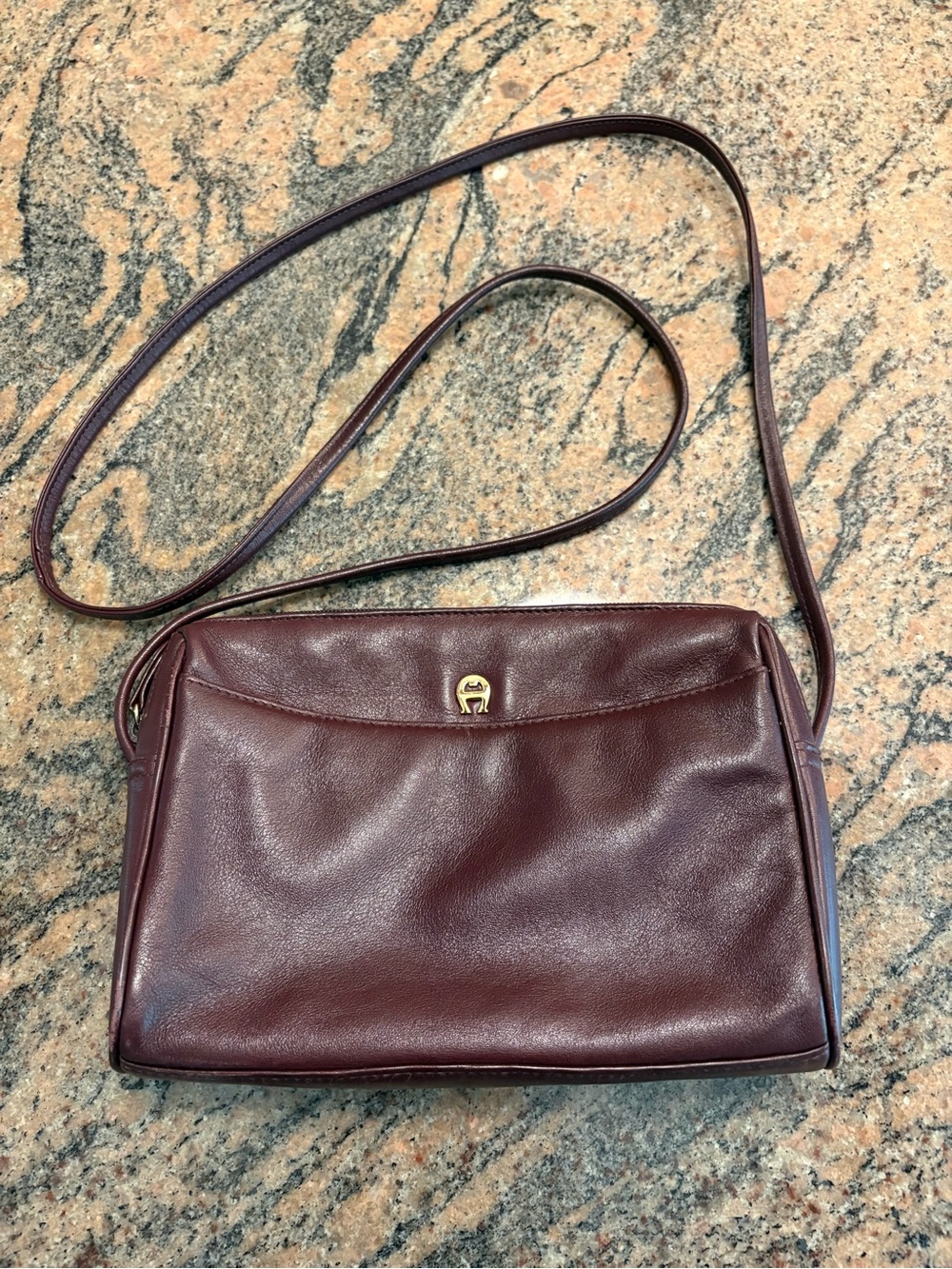 Etienne Aigner Burgundy Leather Shoulder Bag Crossbody Purse